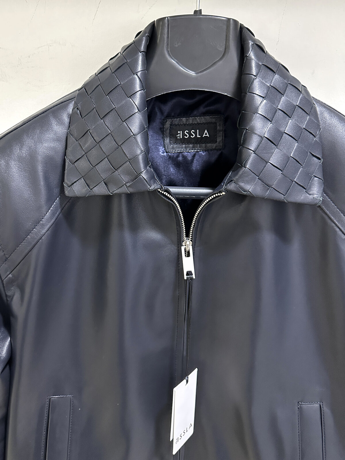 Intrecciato Collar Oversized Leather Bomber