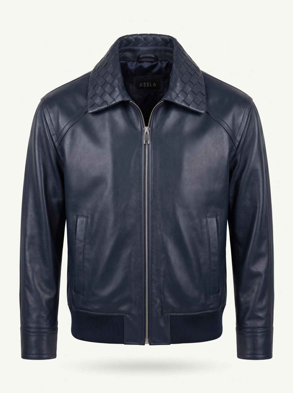 Intrecciato Collar Oversized Leather Bomber