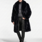 Black Fox Fur Coat With Wide Collar