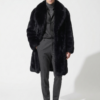 Black Fox Fur Coat With Wide Collar