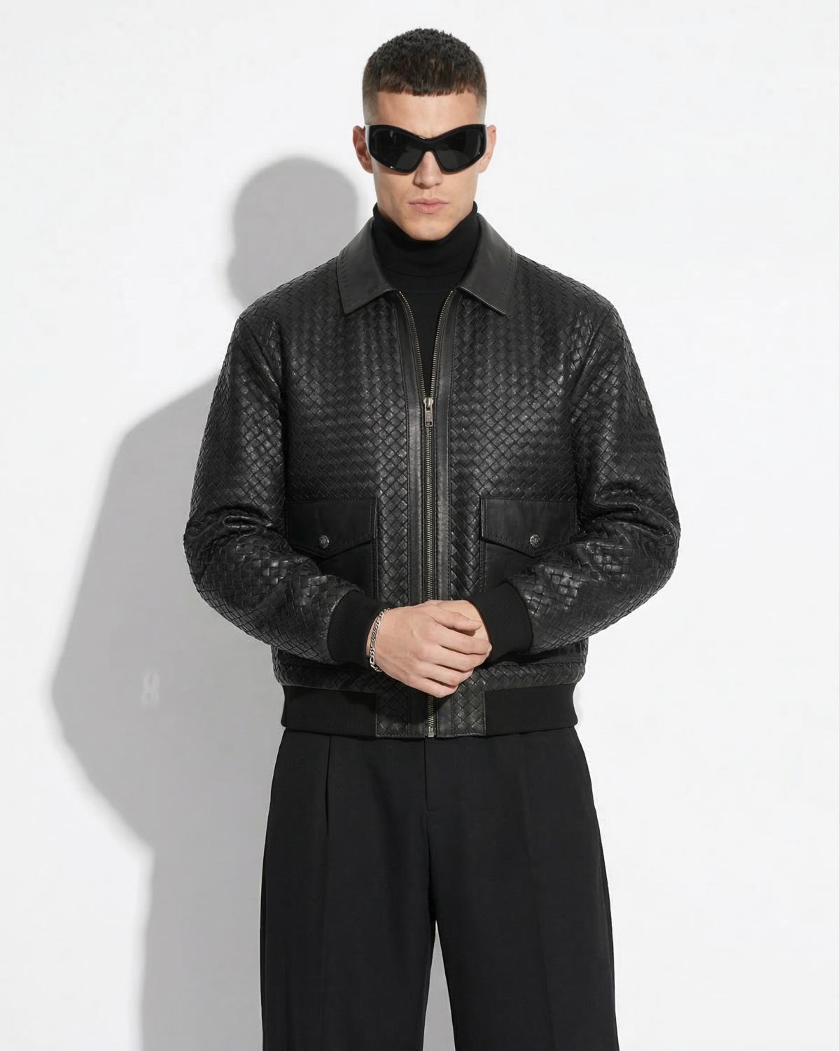 The Intrecciato Woven Cargo Bomber