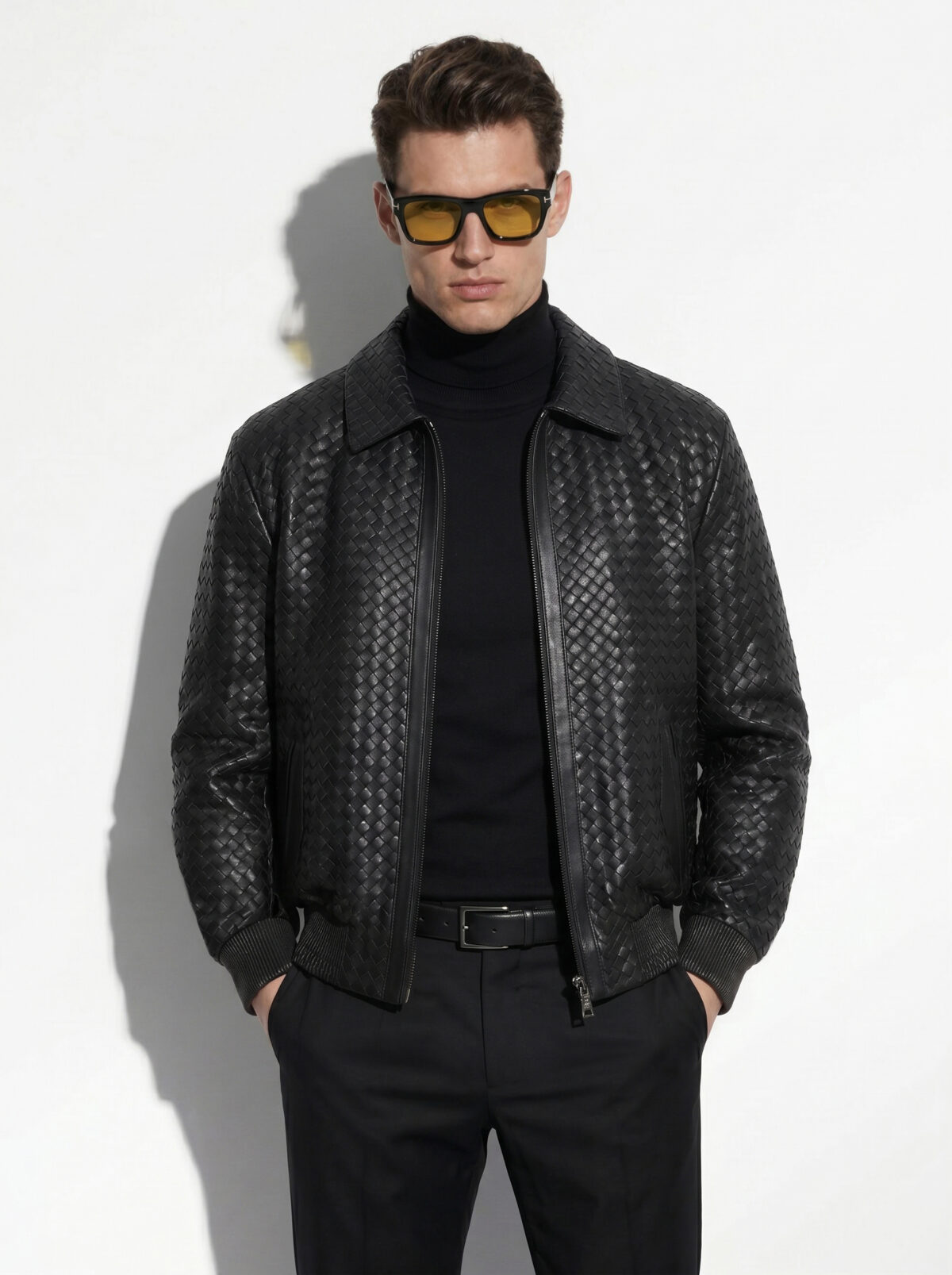 Fine Intrecciato Lambskin Bomber Jacket