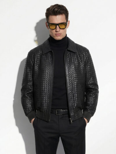 Fine Intrecciato Lambskin Bomber Jacket
