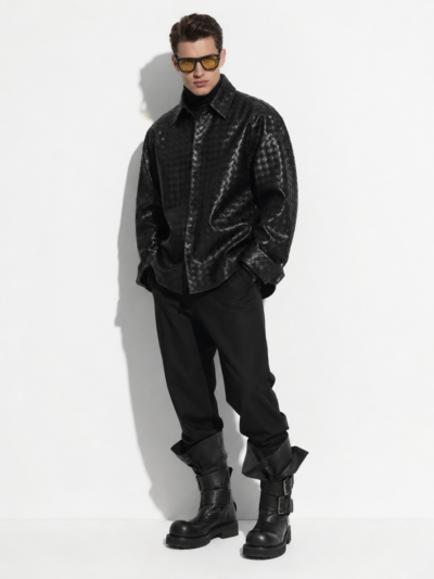Intrecciato Hand-Woven Leather Overshirt