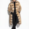 Golden Island Fox Fur Coat With Wide Collar