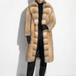 Golden Island Fox Fur Coat With Wide Collar