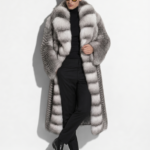 Arctic Marble Fox Fur Coat With Wide Collar