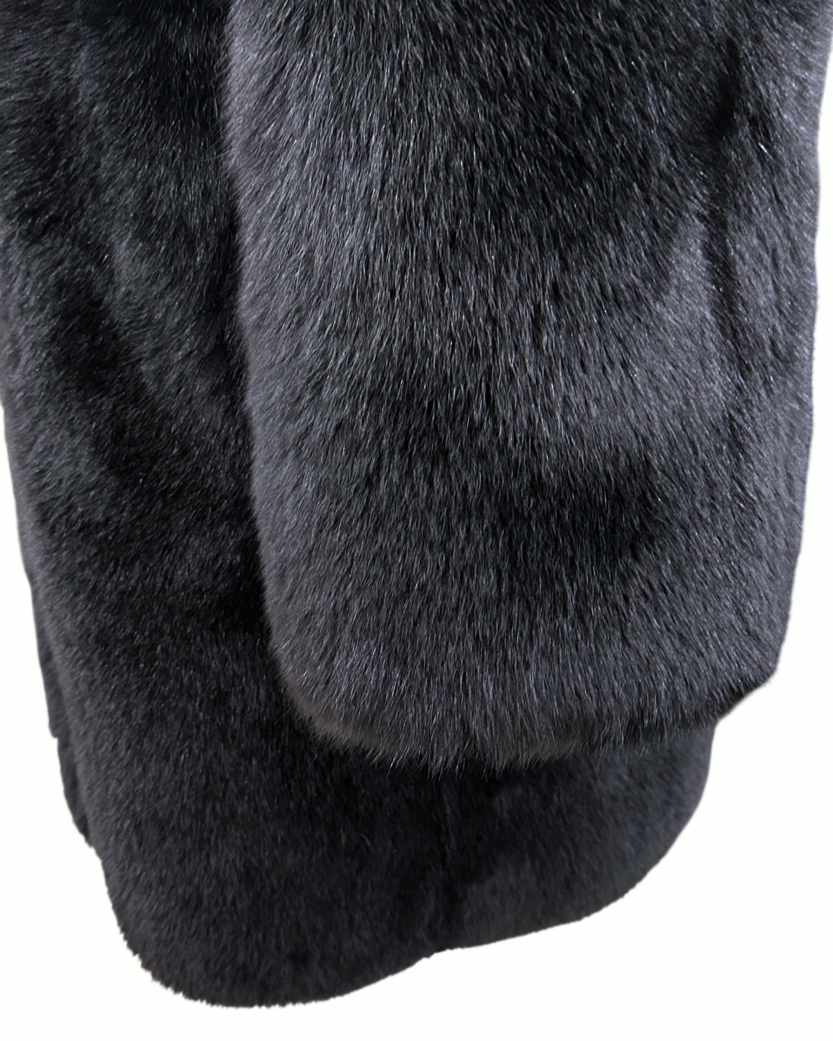 Black Fox Fur Coat With Wide Collar