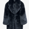 Black Fox Fur Coat With Wide Collar