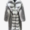 Arctic Marble Fox Fur Coat With Wide Collar