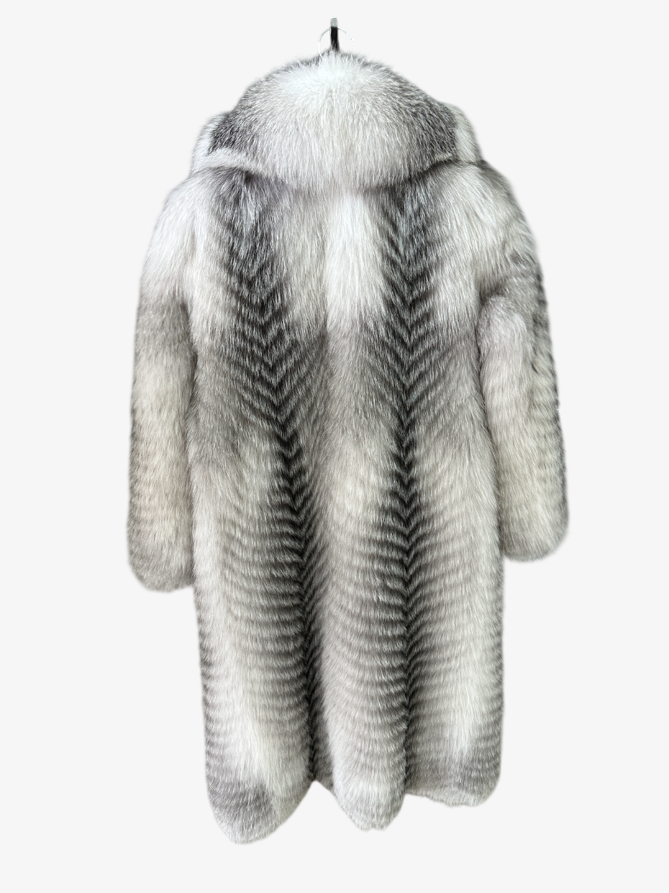 Arctic Marble Fox Fur Coat With Wide Collar
