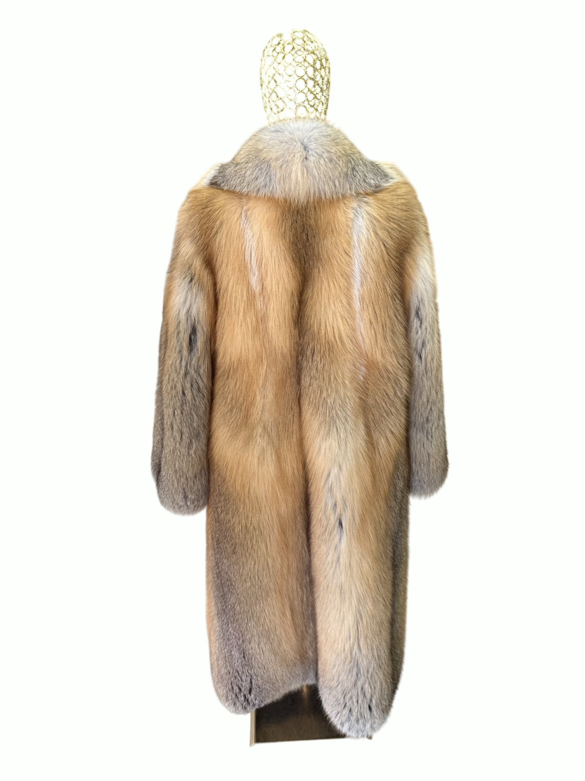Golden Island Fox Fur Coat With Wide Collar