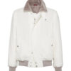 Grey Shearling Sheepskin Bomber Jacket