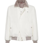 Grey Shearling Sheepskin Bomber Jacket