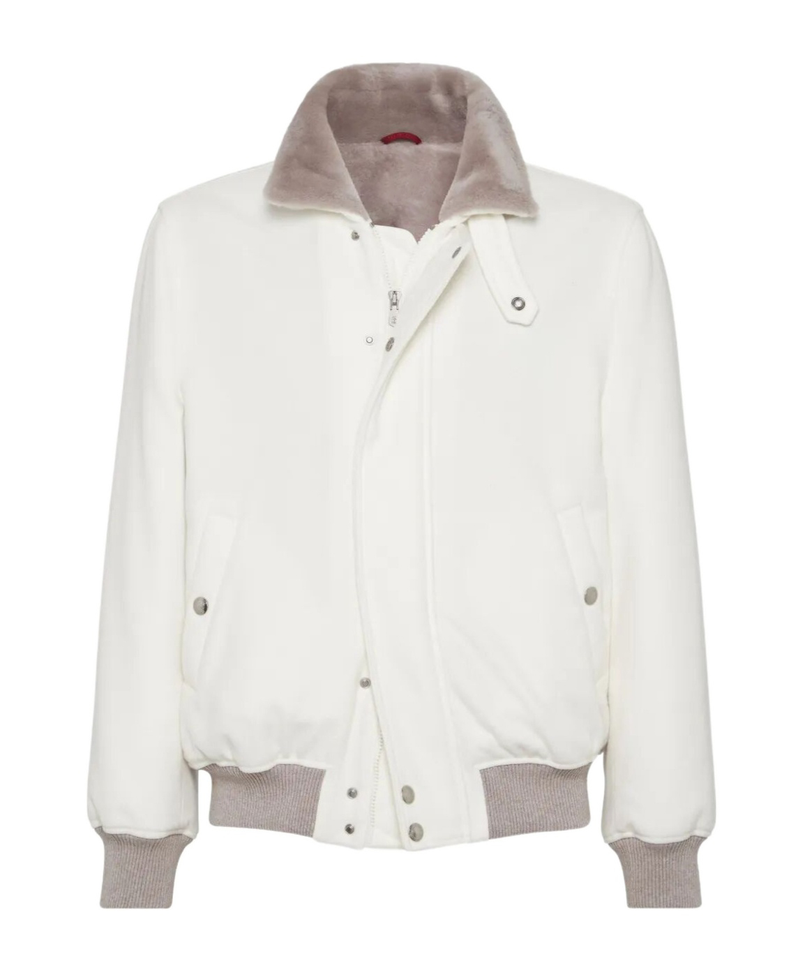 Grey Shearling Sheepskin Bomber Jacket