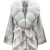 Fox Fur Trim Oversized Poncho