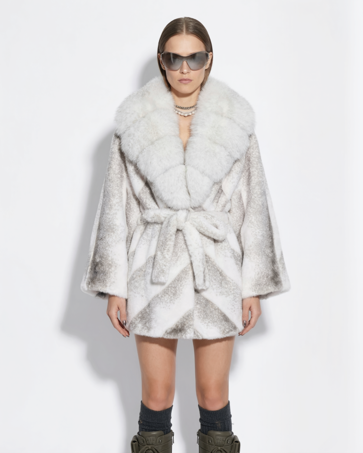 Fox Fur Trim Oversized Poncho