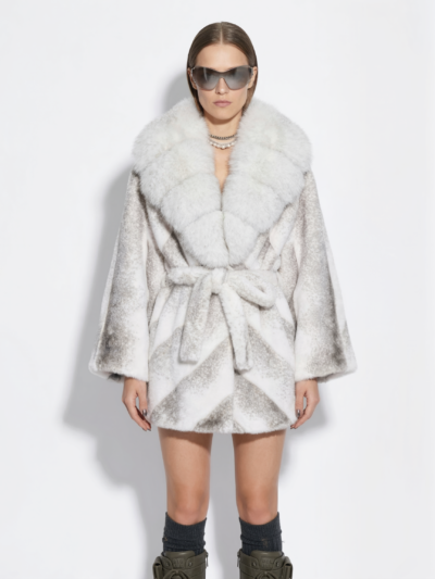 Fox Fur Trim Oversized Poncho