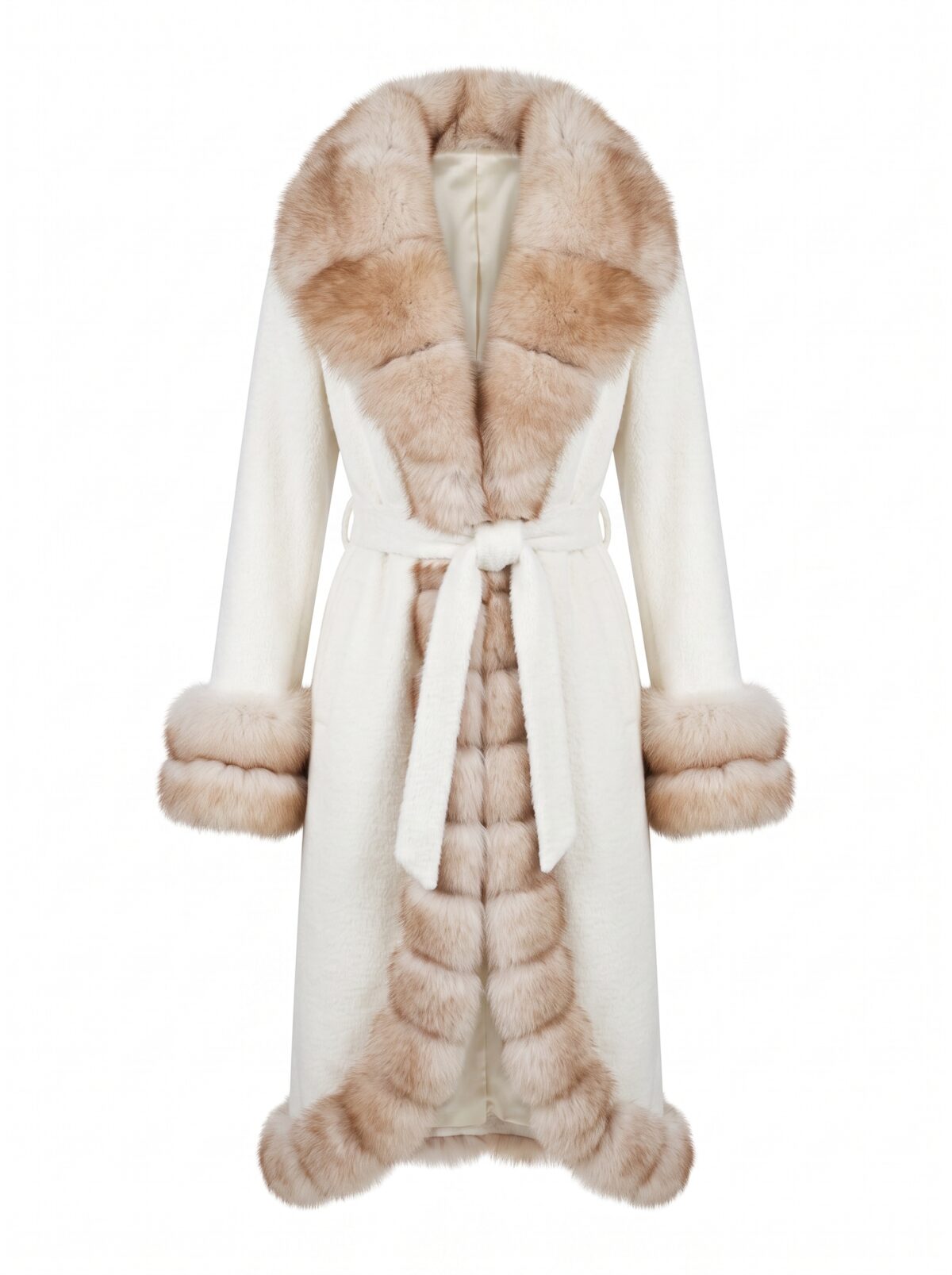 Fox Fur Trim Long Coat