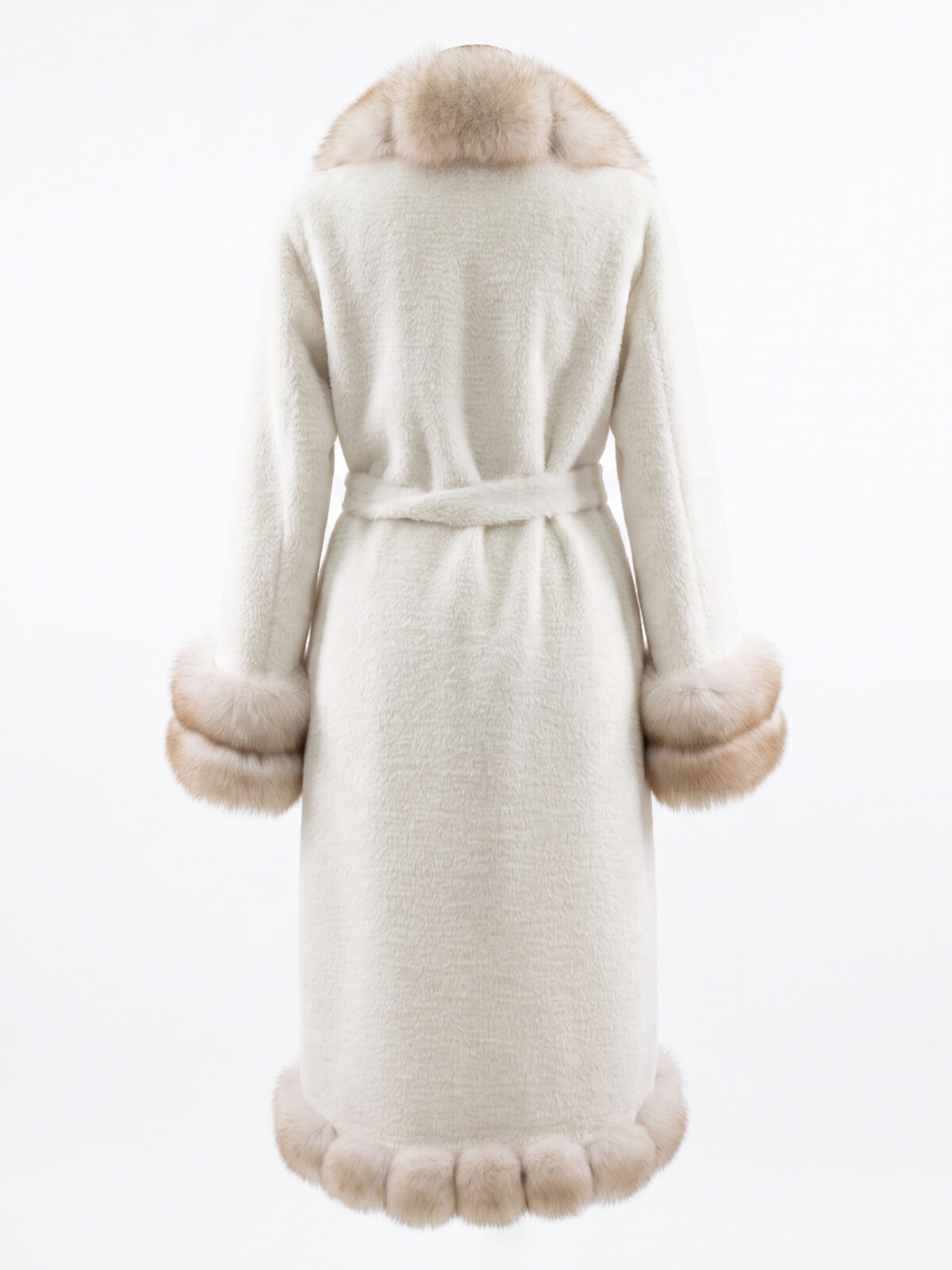 Fox Fur Trim Long Coat