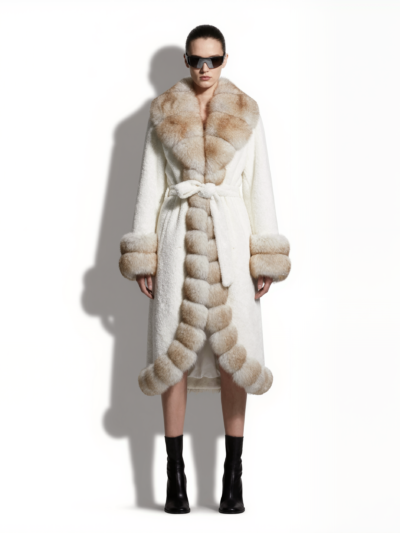 Fox Fur Trim Long Coat