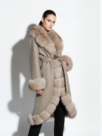 Fox Fur Trim Alpaca Wool Coat