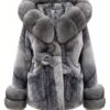 Fox Fur Trim Oversized Hooded Jacket