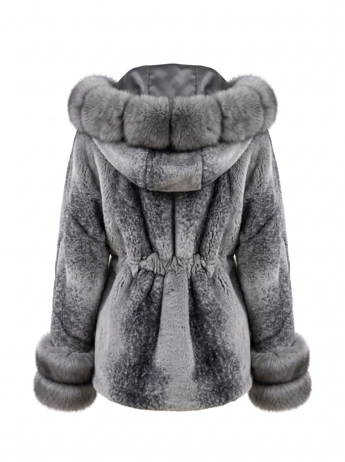 Fox Fur Trim Oversized Hooded Jacket