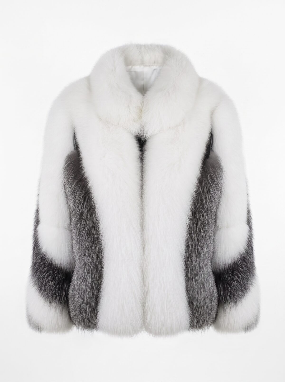 Graphic Two-Tone Fox Fur Jacket