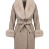 Fox Fur Trim Alpaca Wrap Coat