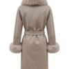 Fox Fur Trim Alpaca Wrap Coat