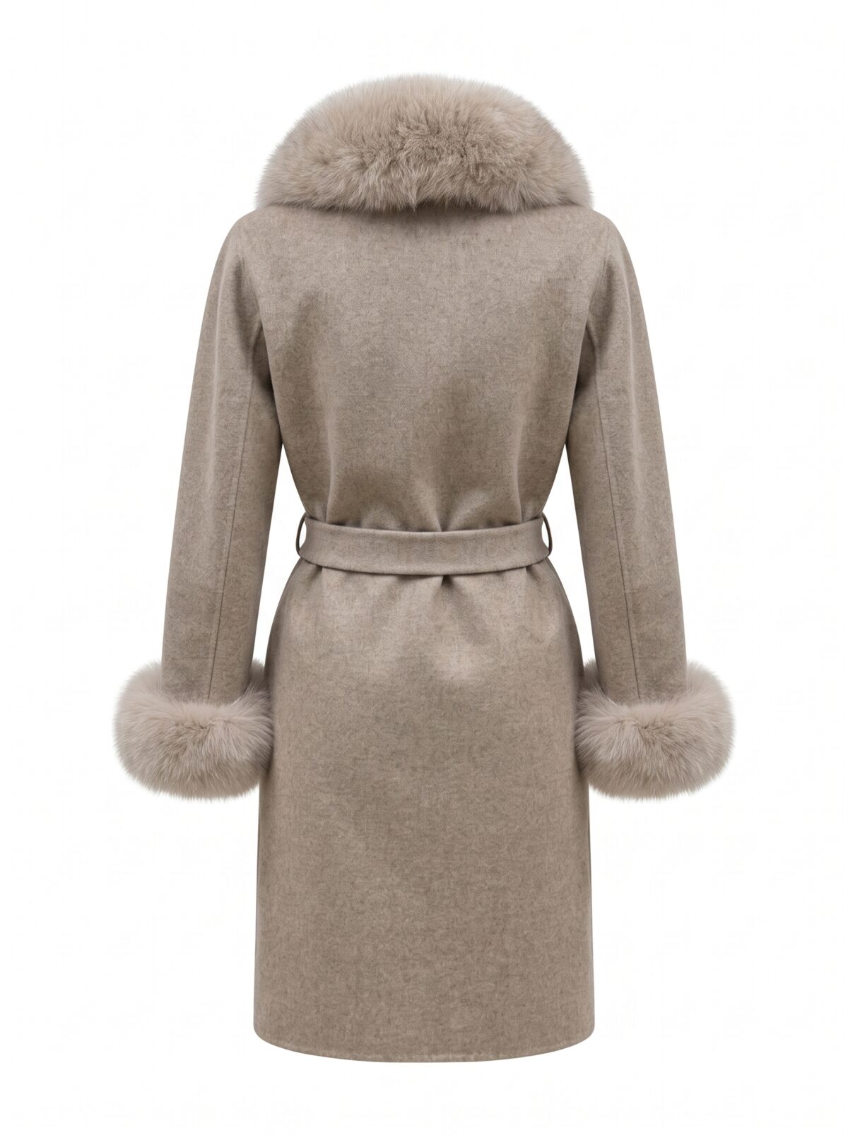 Fox Fur Trim Alpaca Wrap Coat