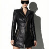 Python Leather Asymmetric Coat