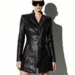Python Leather Asymmetric Coat
