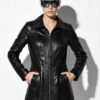 Black Python Skin Zip Coat
