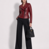 Red Python Leather Biker Jacket