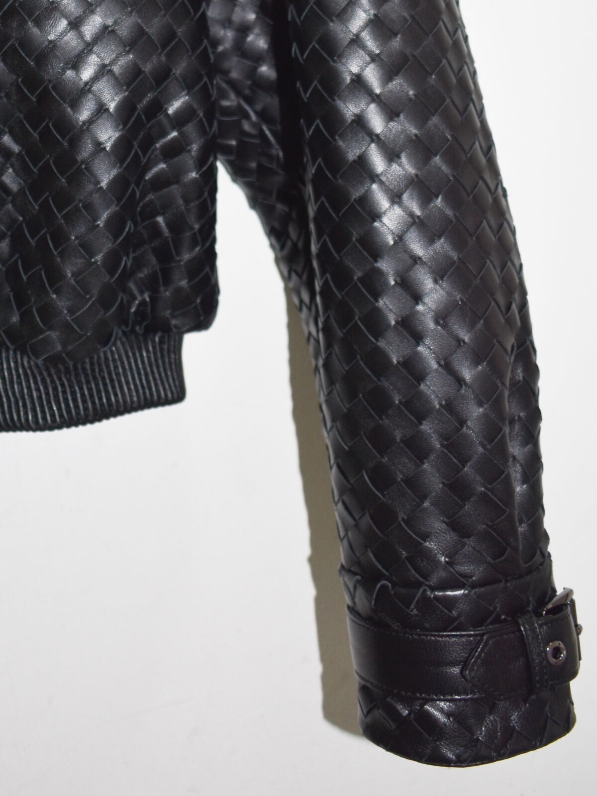 Oversized Hand-Woven Intrecciato Leather Jacket