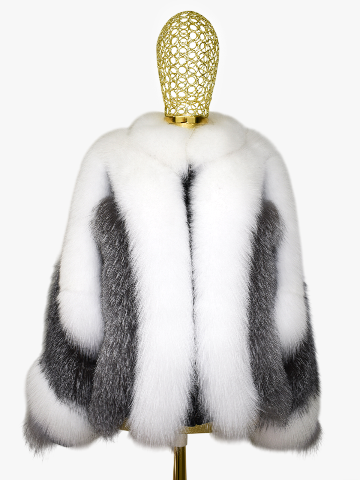 Graphic Two-Tone Fox Fur Jacket