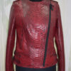 Red Python Leather Biker Jacket