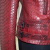 Red Python Leather Biker Jacket
