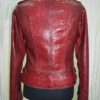 Red Python Leather Biker Jacket