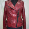 Red Python Leather Biker Jacket