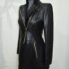 Python Leather Asymmetric Coat