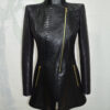 Python Leather Asymmetric Coat