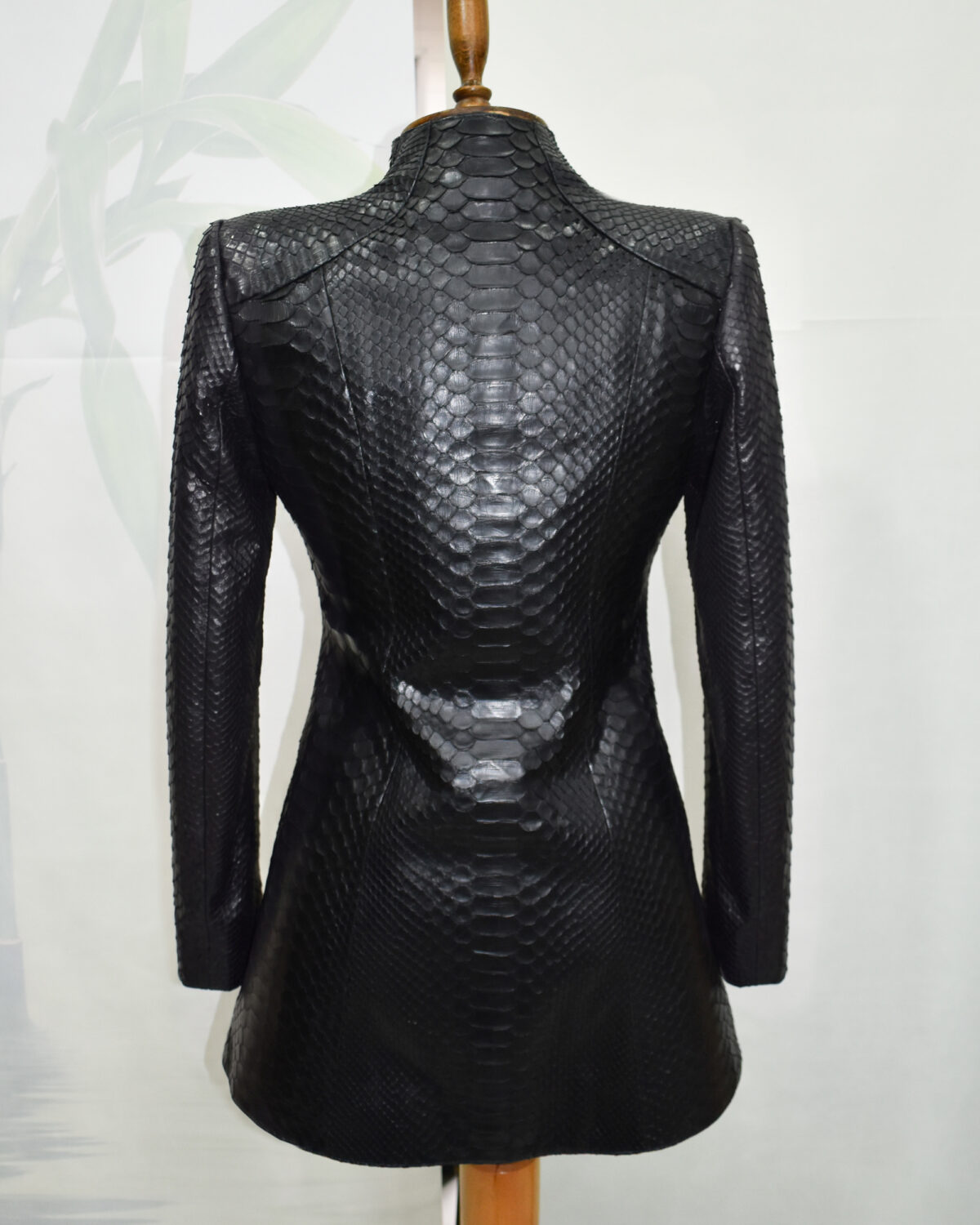 Python Leather Asymmetric Coat