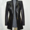 Python Leather Asymmetric Coat