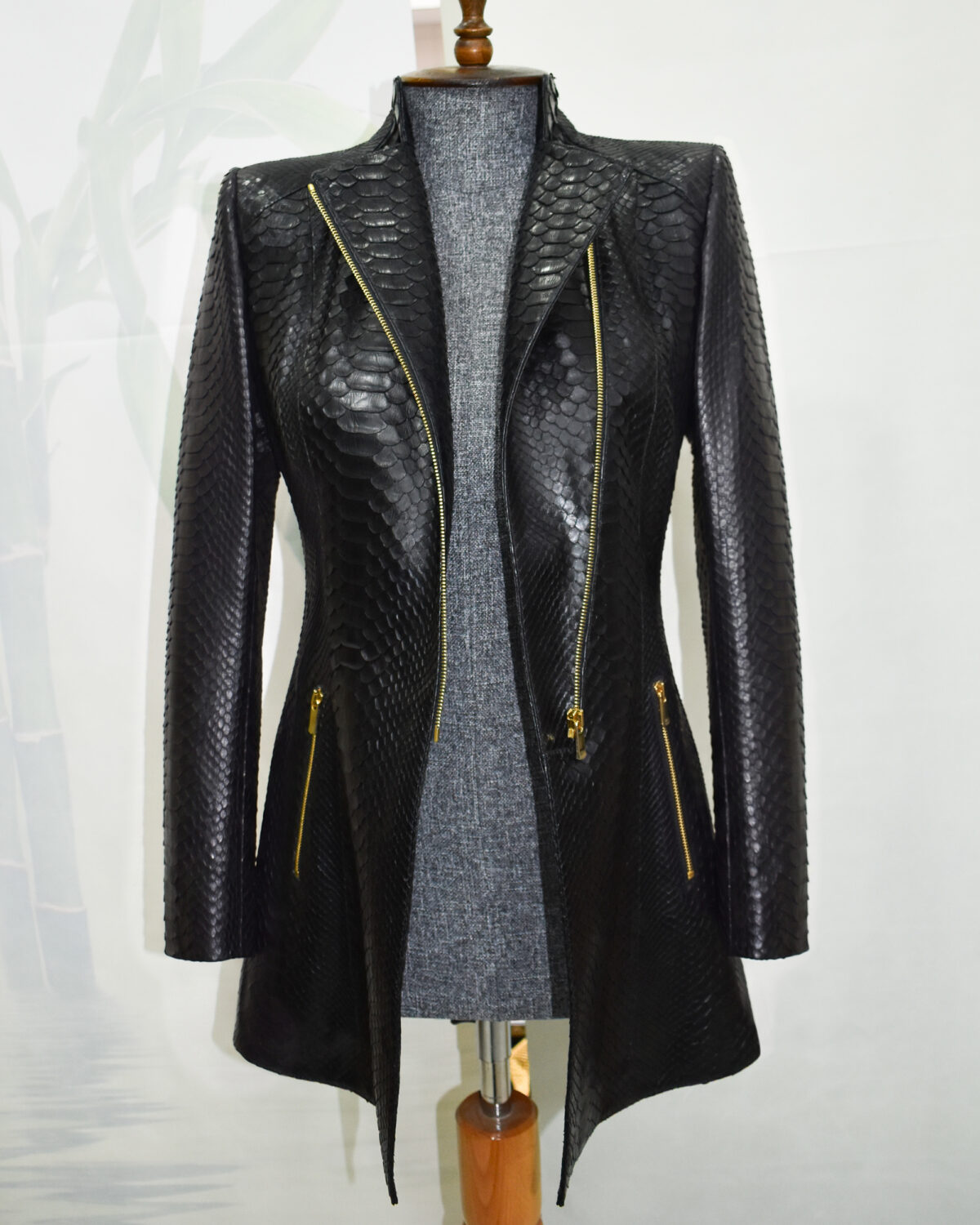 Python Leather Asymmetric Coat