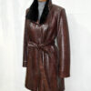 Python Leather Belted Coat With Mink Fur