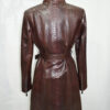 Python Leather Belted Coat With Mink Fur