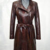 Python Leather Belted Coat With Mink Fur